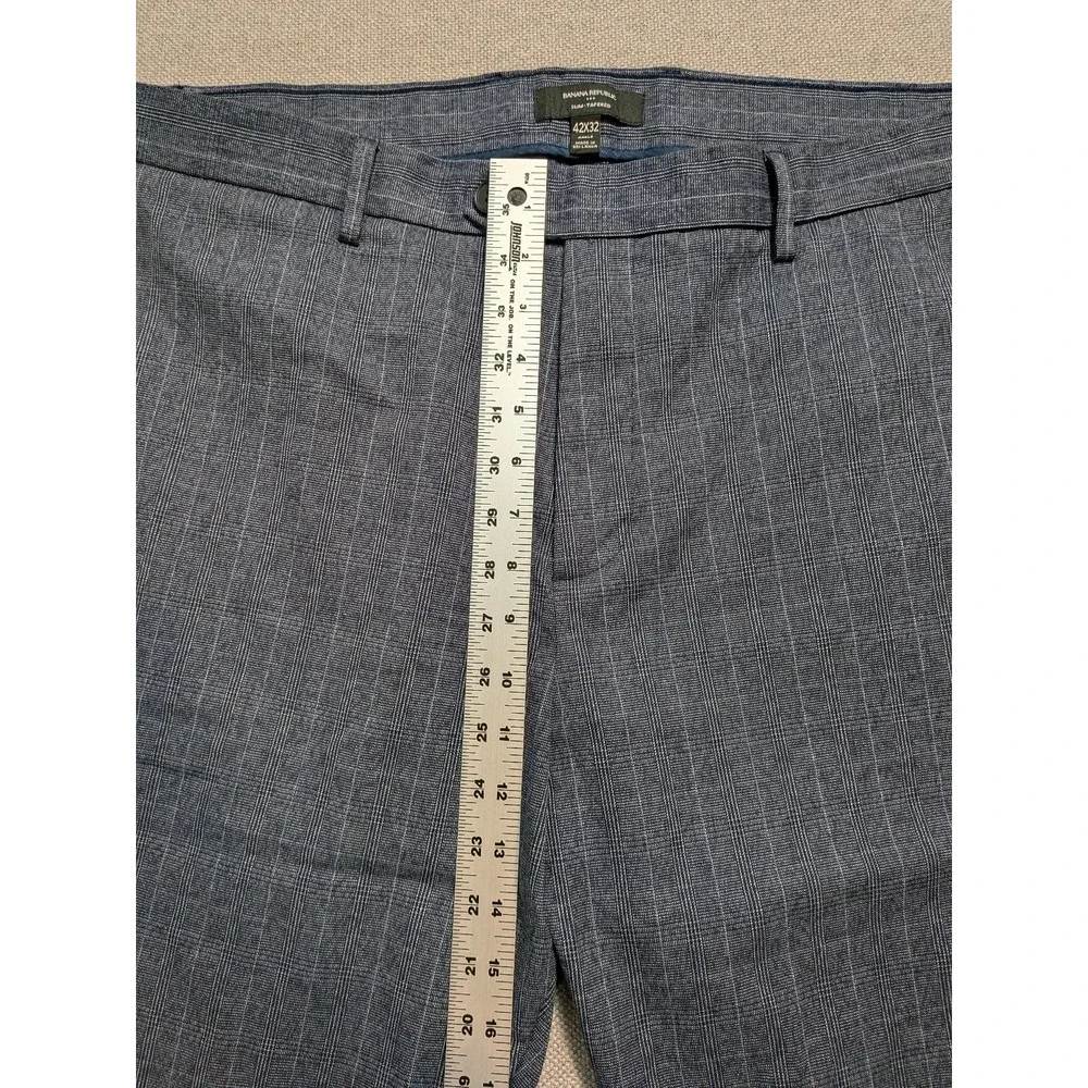 Banana Republic Men's 42x32 Blue Plaid Dress Pants Slim Tapered Fit